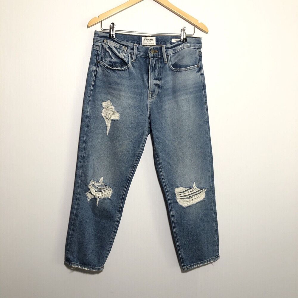 Frame Jeans Womens 26 Le Stevie Crop Jeans Revolve Straight Leg High Rise Deanne